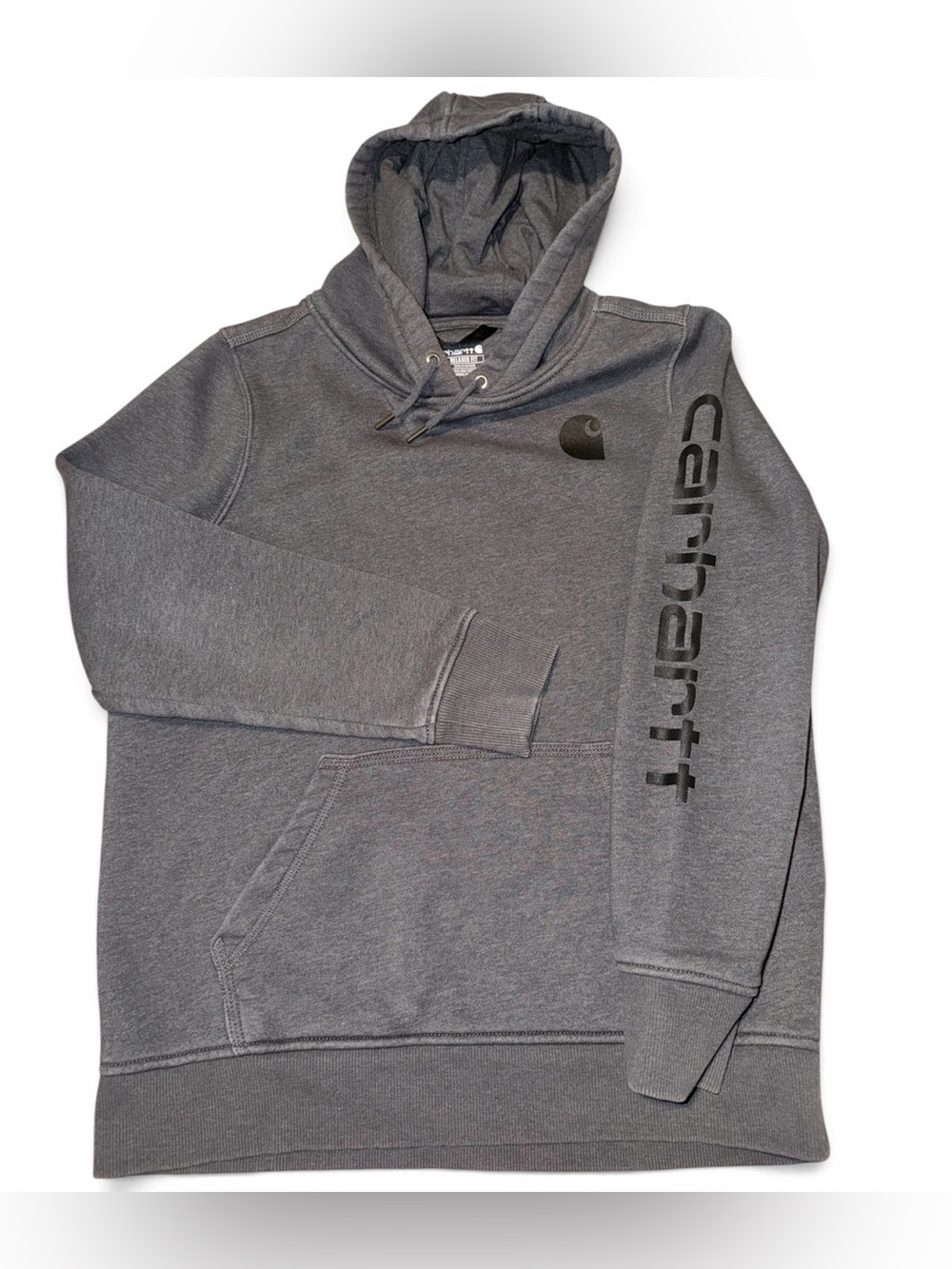 Carhartt Gray Pullover Hoodie with Sleeve Logo
